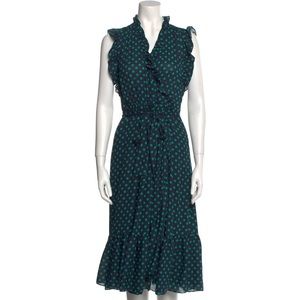 NWT Kate Spade Polka Dot Ruffle Collar Wrap Midi Dress